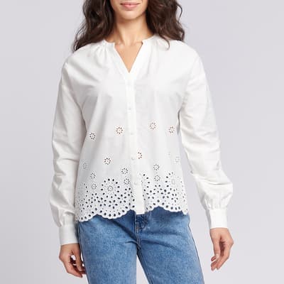 White Broderie Anglaise Cotton Blouse