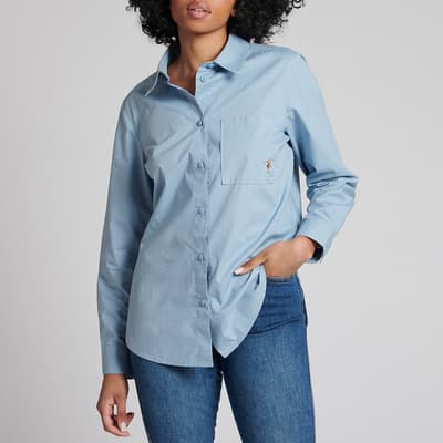 Blue Plain Classic Cotton Shirt