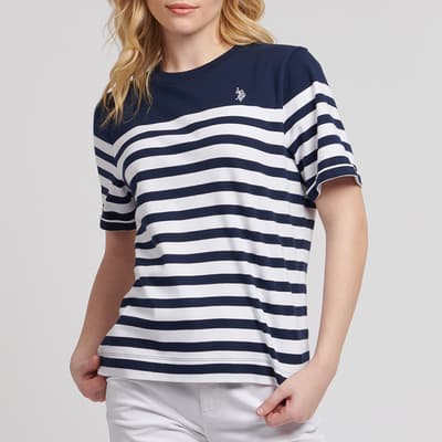 Navy Regular Fit Stripe Cotton T-Shirt