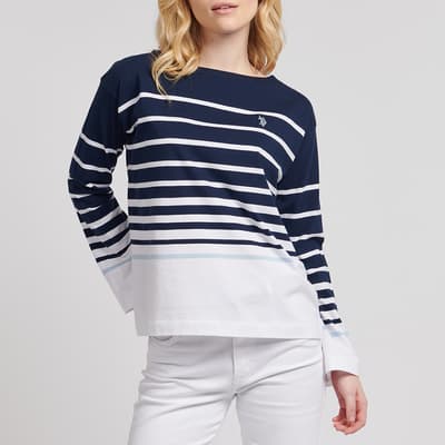 Navy Reverse Stripe Cotton Top