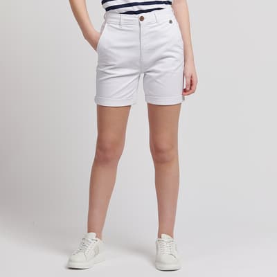 White Cotton Blend Chino Shorts