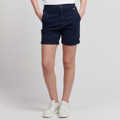 Navy Cotton Blend Chino Shorts