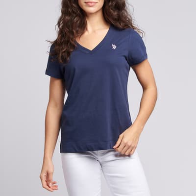 Navy V-Neck Cotton T-Shirt