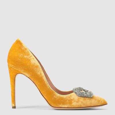 Orange Emebellished Malory Heeled Shoes