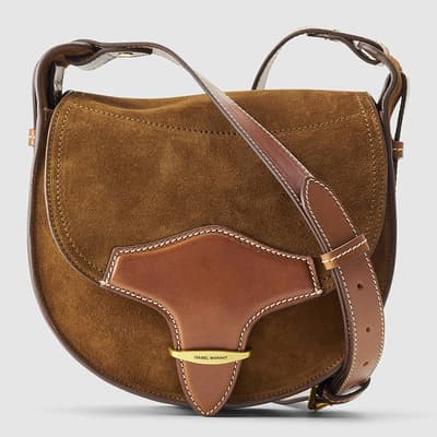 Brown Botsy Raffia Saddle Bag