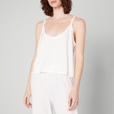 White Linen and Cotton Blend Tank Top 