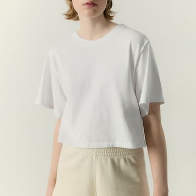 White Laweville Cropped Cotton T-Shirt