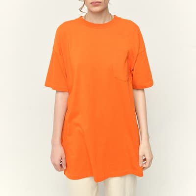 Orange Seyes Oversized Cotton Blend T-Shirt