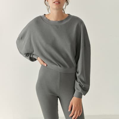 Grey Sovy Cotton Blend Sweatshirts