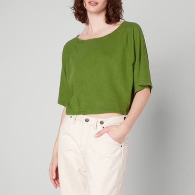 Green Poxson Cotton Linen Blend T-Shirts