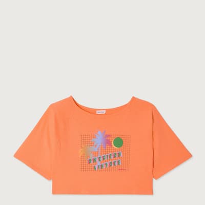 Orange Poxson Cotton Linen Blend T-Shirts