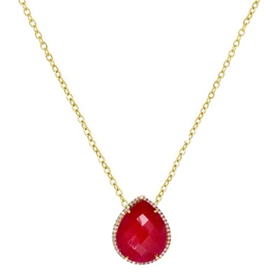 18K Gold Ruby Pear Necklace