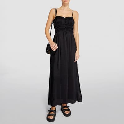 Black Corded Cami Silk Blend Dress