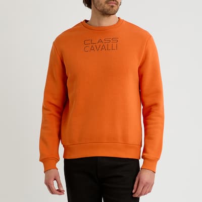Orange Brushed Fleece Cotton Blend Sweatshirt