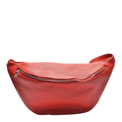 Red Italian Leather Waist Bag