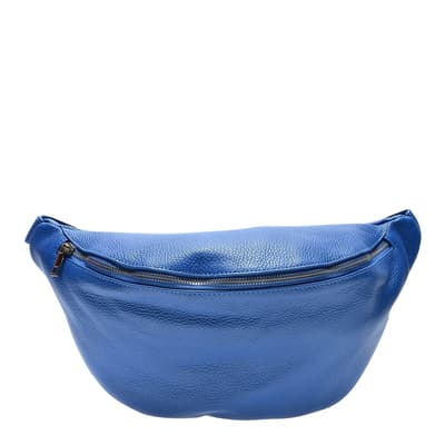 Blue Italian Leather Waist Bag