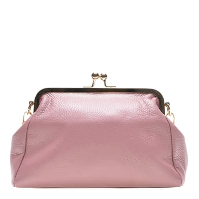 Pink Italian Leather Clutch Bag