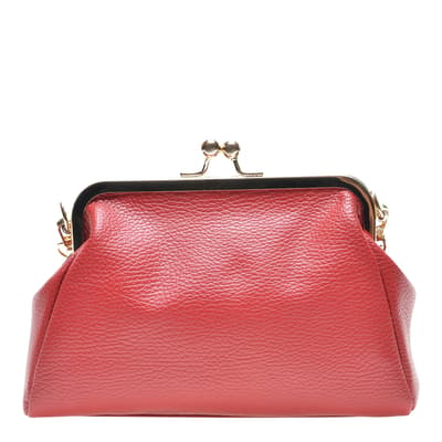 Red Italian Leather Clutch Bag