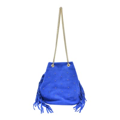Blue Suede Shoulder Bag
