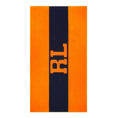 Signature Beach Towel, Navy/Orange