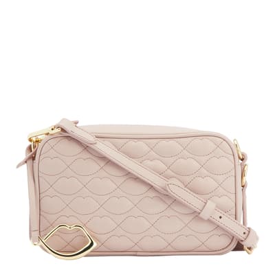 Pebble Pink Small Quilted Lip Ashley Leather Crossbody Bag