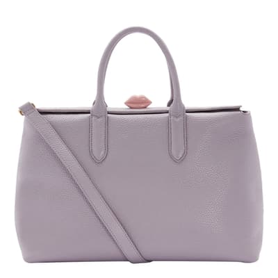 Lavender Grey L Grainy Leather Marilyn Tote Bag