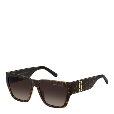 Brown Rectangular Sunglasses 57 mm