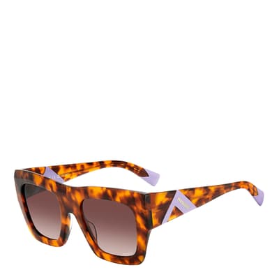 Brown Rectangular Flat Top Sunglasses 52 mm