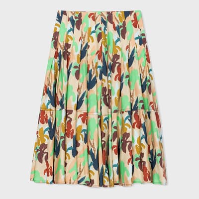 Multi Pleated Silk Blend Skirt