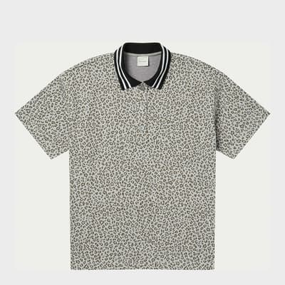 Grey Animal Print Polo Shirt