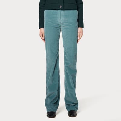 Teal Flared Leg Cotton Trousers