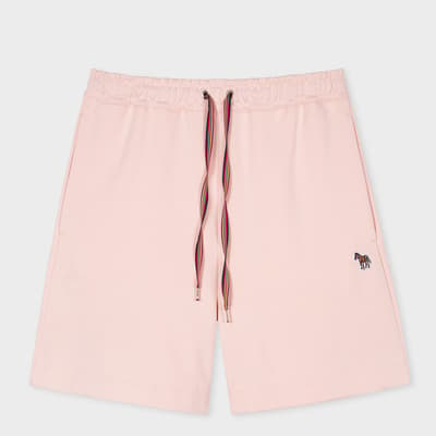 Pale Pink Zebra Cotton Shorts