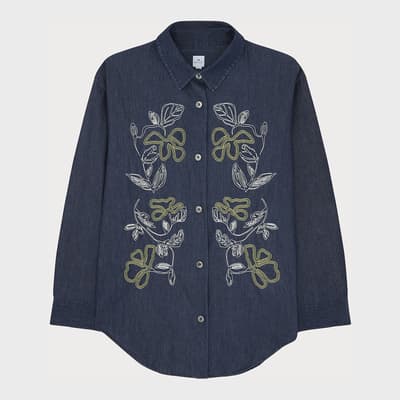 Denim Embroidered Blouse