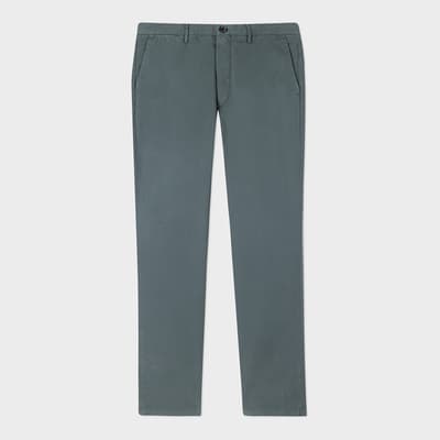 Grey Mid Fit Stretch Cotton Blend Chinos