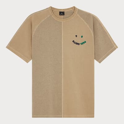 Beige Happy Cotton T-Shirt 