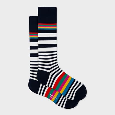 Black Will Stripe Cotton Blend Socks