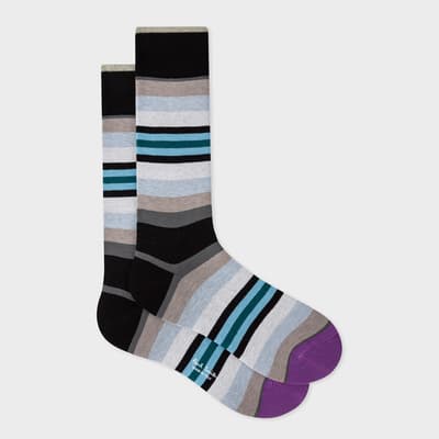 Multi Yvan Stripe Cotton Blend Socks