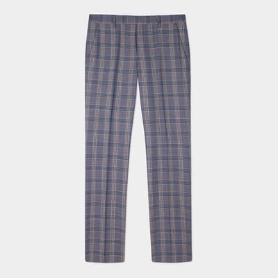 Blue Check Wool Trousers