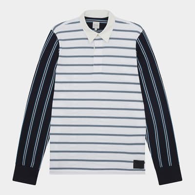 White/Blue Stripe Cotton Rugby Shirt
