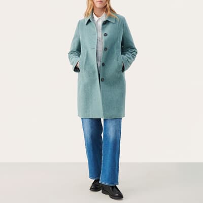 Blue Wool Blend Coat