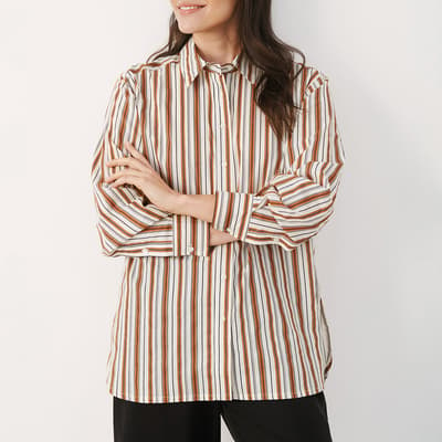 Brown Kassie Stripe Cotton Shirt