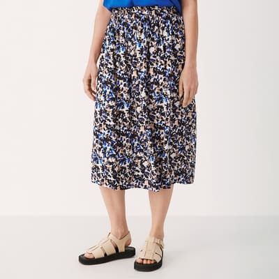 Blue Jayla Printed Midi Skirt
