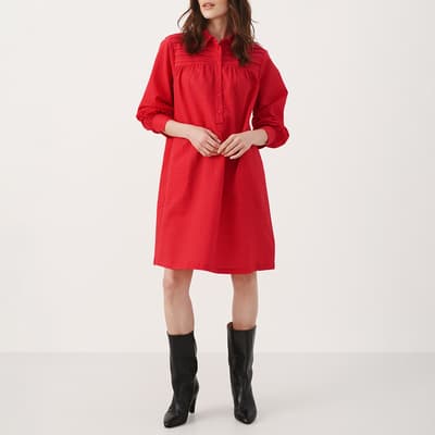 Red Rija Shirt Cotton Dress