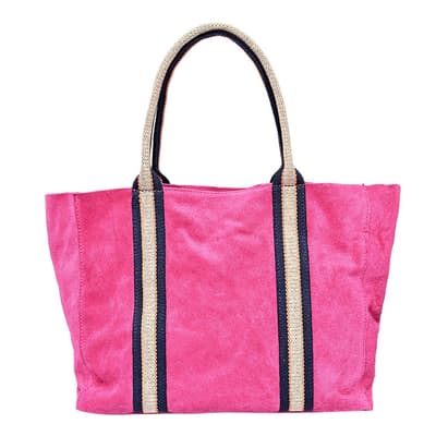 Pink Italian Suede Top Handle Bag