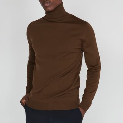 Brown WooL Blend Polo Top