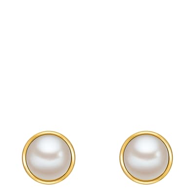 Yellow Gold/Freshwater Pearl Stud Earrings