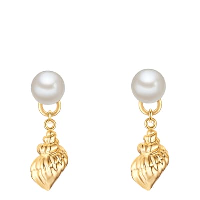 Yellow Gold/Freshwater Pearl Drop Earrings