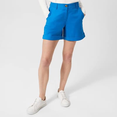 Blue Chessie Stretch Cotton Blend Shorts