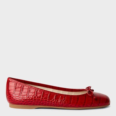 Red Prior Leather Ballerina Pumps