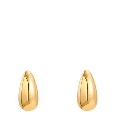18K Gold Polished Modern Drop Post Earrings